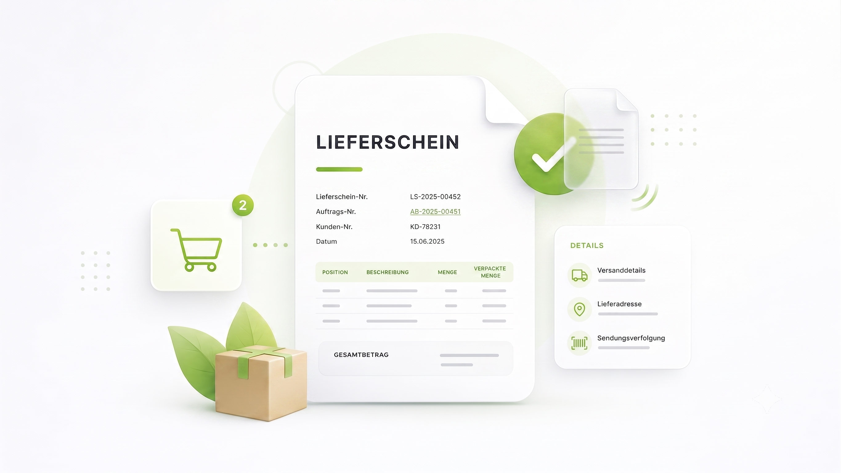 Illustration eines automatisch zugeordneten Lieferscheins