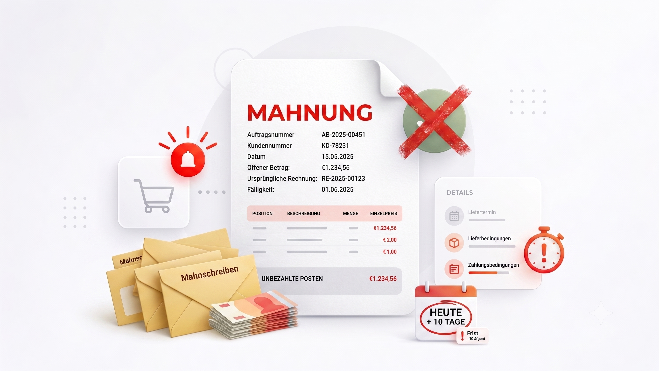 Illustration einer automatisch priorisierten Mahnung